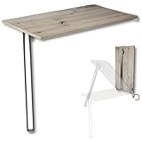 KDR Wandklapptisch 80x50 cm Eiche astig – Klapptisch mit Tischbein in Chrom zur Wandmontage – als Esstisch, Schreibtisch oder Küchentisch – Höhe 74 cm