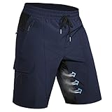 Hiauspor Wanderhose Herren Kurz MTB Hose Leichte Schnelltrocknend Cargo Bermuda Chino mit 5 Taschen Männer Wandershorts Outdoor Trekking Shorts Sommer Stretch Mountainbike,Arbeit,Sport (XL, Navy)