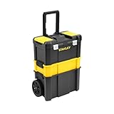 STANLEY Essential Rollende Werkstatt (3-in-1 stapelbare Boxen, leerer Werkzeugkasten, belastbar bis zu 20kg, mit Metallverschlüsse, Organizer für Kleinteile im Deckel) STST1-80151
