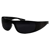 grinderPUNCH Schwarze Sonnenbrille mit super dunklen Gläsern | Reiter im Biker-Stil | Wickelrahmen (Schwarz)