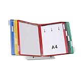 OOPDNEGAK Schubladenbox Desktop-Referenzsystem, Tisch-Klappordner, Katalogständer, 10 Doppelseitige Präsentationsfächer, Wandmontierbarer Referenz-Organizer, Schreibtisch-Aktenorganizer