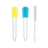 2 Stück Liquid Dropper,Dropper Pipette,Silikon Pipetten,5ml Silikon Kunststoff Pipetten,Bringen 1 Stück Bürsten, für Pflanze, Haustier und Süßigkeitenformen Bastelarbeiten