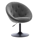 Duhome Loungesessel Höhenverstellbar Samt, Schminktisch Stuhl Drehstuhl Cocktailsessel mit Armlehne für Wohnzimmer Esszimmer Schlafzimmer, Grau
