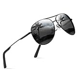 wearPro Sonnenbrille-Herren-Damen-Polarisiert Premium Metallrahmen Sonnenbrillen Unisex mit UV400 Schutz Vintage Schwarz Fahrerbrille (1-Schwarzer Rahmen/Schwarze Linsen)