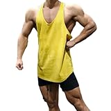 Achselshirts Herren Gym Shirt Herren Basketball Shirt Workout Herren Tankshirt Herren Tank Top Herren Unterhemd Herren Muskelshirts Herren I-Yellow2 XL