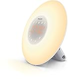 Philips Wake-Up Light – Sonnenaufgangssimulation, 2 x natürliche Klänge, UKW-Radio, Leseleuchte, Schlummerfunktion (Modell HF3505/01)