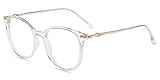 Firmoo Blaulichtfilter Brille für Damen Herren ohne Sehstärke Anti Blaulicht UV Schutzbrille TR Vollrandbrille gegen Augenbelastung Entspiegelte Nerdbrille (Transparent)