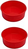 REECAGO 2 Stück Silikon Backform, Kuchenform Silikon 15cm Rund, Silikonform Backen Backformen Pfanne für Kuchen und Brote