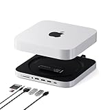 SATECHI Mac Mini Hub & Ständer mit SSD-Gehäuse für NVME & SATA M.2, Mac Mini Dock mit USB C 10 Gbit/s, 3 USB A 5/10 Gbit/s, 2.0 Audio-Buchse, für Mac Mini M2/M1, Mac Studio - Silber