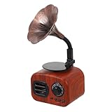 Yardenfun Retro Lautsprecher Mini Wireless Grammophon mit Vollbereichs Lautsprechern für Smartphone und Tablet Knopf Holzoptik Tragbares Musik Player Zubehör