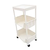 Holibanna Rollbarer Bücherregalwagen mit Schichten Mobiler Aufbewahrung für Bücher und Accessoires Drehbar und Geeignet für Wohnzimmer Schlafzimmer und Büro Weiß mit Robusten