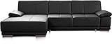 CAVADORE Bettsofa Corianne in Echtleder / Ecksofa inkl. Schlaffunktion und verstellbaren Armlehnen / 282 x 80 x 162 / Echtes Leder, schwarz