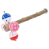 Happyyami Vogelspielzeug mit Holz Sitzstange und Rotierendem Ball Natürlicher Papageien Standplatz zum Kauen und Stabile Sitzstange für Wellensittiche und Sittiche Langlebiges Käfigzubehör
