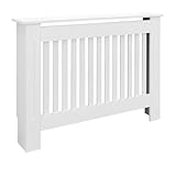 ECD Germany Heizkörperverkleidung Landhausstil 112x19x82 cm Weiß aus MDF lackiert für Schlafzimmer Wohnzimmer Heizungsverkleidung Heizkörperabdeckung Heizungsabdeckung Heizung Heizkörper Abdeckung