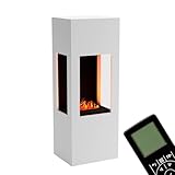 GLOW FIRE Wasserdampf Kamin BÖLL (Standkamin) - Elektrokamin mit realistischen LED 3D-Flammen, Knistereffekt & Fernbedienung, 54x145x44 cm - Opti-Myst 400 Elektro Kamin, Weiß