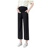 Umstandshose für Damen, weites Bein, breite Hose, elastischer Gürtel, verstellbar, super bequem, große Größe, Ankle-Länge, L
