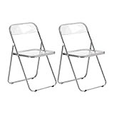 LuxNook 2er Klappstuh PET Transparent Metall Stuhl Klappsessel 150 kg belastbar für Esszimmer, Wohnzimmer, Garten