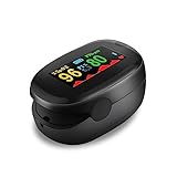 Pulsoximeter，Sauerstoffsättigung Messgerät Finger, Pulsoximeter Fingeroximeter, zur Messung von Pulsfrequenz und Sauerstoffsättigung，Oxi meter für Sport(black)