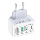 USB C Ladegerät, 40W 4 Ports USB C Stecker Schnellladegeräte, Flaches Kompaktes Platzsparende USBC Netzteil Wandladegerät für Beengte Räume, Kompatibel mit iPhone 16/15/14, Samsung S25/S24/S23, Handy