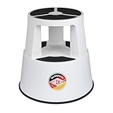 WEDO Rollhocker Super Step aus bruchfestem Kunststoff - rollbarer Elefantenfuß Tritthocker, TÜV GS-geprüft, Made in Germany, rutschfest - Höhe ca. 43 cm, Tragkraft 150 kg, (Weiß)