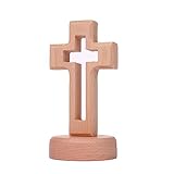 Floatdream Holz Stehendes Kreuz, Holz Kreuz mit Basis, kreuz Deko Geschenk, Verwendung als Tischdekoration, Raumdekoration, Ostergeschenk