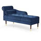 Vesgantti Velvet Chaiselongue, Indoor Lounge Sofa mit linker Armlehne und Lendenkissen, gepolsterte Recamiere für Wohnzimmer, Schlafzimmer und Büro, werkzeuglose Montage