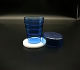 Kimmel Klappbecher mit Spiegel, Faltbecher, Trinkbecher, Zahnoutzbecher, für Picknick Reisen Haushalt Outdoor Wandern Camping, Farbe blau transparent