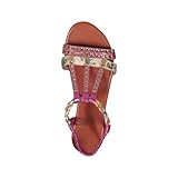 sexy High Heels Sommer 2024 Plattform Sandalen Frauen Mund Slip-on Slope Heel Schuhe Casual Böhmischen Strass Römischen Sandalen Gedruckt Sommer Sandale C-882 Hot Pink 39