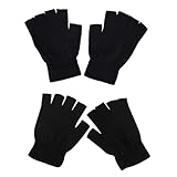 JNQYYH 2 Paar Halbfinger Handschuhe für Herren, handschuhe herren fingerlos, Halbfinger Handschuhe Unisex Fingerlose Handschuhe für Männer Frauen,Schwarz