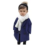 Winterjacke Jungen Kinder Jacket Jacke Winter Eleganter Jungen-Trenchcoat für Kleinkinder, Mädchenmantel, Karierte Doppeljacke, gekerbter Wollmantel, Kinderkragen, Baby-Jungenmantel -Jacke (Navy, 3-4