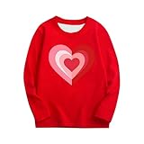 Langärmeliges Oberteil für Mädchen, rot, Herz-Grafik-T-Shirt, 3–14 Jahre, Kinder-T-Shirts, Rundhalsausschnitt, dehnbar, Basisschicht-Pullover, Pe, Schule, adrette Kleidung, A93, Rot, 4-5 Years
