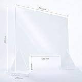 reflecto Spuckwand | 100cm oder 73cm breit | Thekenaufsatz mit Durchreiche | Nies- und Spuckschutz gegen Tröpfcheninfektionen | transparente 5mm Kunststoffbarriere (73 x 55 cm, große Durchreiche)
