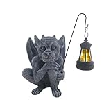 Mnaocz Gargoyle-Statuen mit Solarleuchten, Outdoor-Dekoration, 20,8 cm Solare Gotische Gargoyle-Gartenstatuen, Sitzende Gargoyle-Gruselmonster-Skulptur für Halloween, Terrasse, Hof,