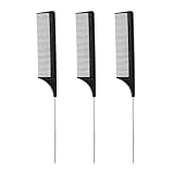 Eupneicu Kamm 3 Stück, Friseur Kamm, Feiner Haarkamm Nadelstielkamm, Stielkamm Friseur, Kohlefaserkamm, Antistatischer, Hitzebeständig, Hair Comb für Verschiedene Arten Haare, für Frauen und Mann