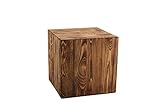 DECOKTIVO Holzsäule, Rustikale Dekosäule, Holzblock, Handgefertigte Baumstamm Deko, Bodenwindlicht Ständer, Blumensäule Holz, Natürliche Holzoptik, Stabil und Langlebig, Nuss, 30x30x30 cm