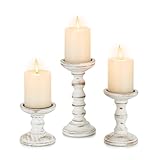 Staymoment Kerzenständer Holz Landhausstil Deko: 3er Set Kerzenhalter Stumpenkerzen Wohnzimmer Deko Vintage Tischdeko Esstisch Groß Kerzenständer Landhaus Dekoration Fensterbank