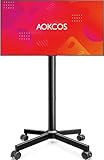 AOKCOS TV Ständer Rollbar für 32-65 Zoll Fernseher, Neigbar & Höhenverstellbar Fernsehständer mit Rollen, Schraubenloses Design TV Standfuss Standfuß Bodenständer Universal Max VESA 400x400mm 40kg