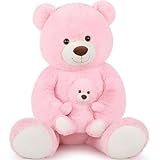 MorisMos Riesen Teddy großer Teddybär mit Baby 100cm Teddybär groß XXL Kuscheltier Stofftiere Teddys Riesen Teddy Bear Freundin Mädchen Kinder