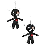 Rubu22a 2pcs Funny Voodoo Doll with Needles, Large, 12 cm, Office Gift for Colleagues, Friends, Funny Gifts, Voodoo Doll for Relaxing, Stress Relief, Black (A)