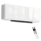 HOMCOM Wand Heizlüfter 2000W Wandheizgerät mit 2 Leistungsstufen, 3 Betriebsarten, LED-Display, Thermostat, Timer Wandheizung mit Fernbedienung, Oszillation, Fenster-Erkennung und Glasfront, Weiß