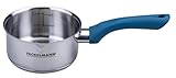 Fackelmann Kasserolle Essential Ø 12 cm aus Edelstahl mit ergonomischem Bakelit-Griff, hitzebeständig und rostfrei für alle Herdarten, Blau