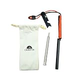 CAMPYA® HexFire Feuerstahl + Blasrohr Set | 2X mehr Funkenflug durch Hex-Design | Feuerstein Outdoor + Notfallpfeife & praktischer Tasche | Feuerstarter von Survival Experten getestet