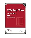 WD Red Plus interne Festplatte NAS 10 TB (3,5 Zoll, Workload-Rate 180 TB/Jahr, 7.200 U/min, 256 MB Cache, 215 MB/s ÜbertragungsrateNASware-Firmware für Kompatibilität, 8 Bays) Rot