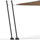 IDMarket - 2 Befestigungsstangen für Sonnensegel, Höhe 220 cm, Pfosten und Sockel aus Stahl