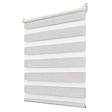 Deswell Doppelrollo Klemmfix ohne Bohren Leinen B60 x H150 cm (Stoffbreite 56cm) Rollos für Fenster ohne Bohren für Fenster mit Lichtdurchlässig & Verdunkelnd/Höhe