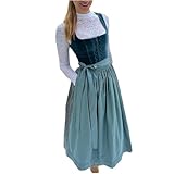 Dirndl Damen Dirndl für Damen - Trachtenkleid Midi mit Dirndlschürzen Trachtenrock Samt Dirndlkleid Dirndl-Komplettsets für Bayrische Tracht Oktoberfest