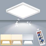 LED Deckenleuchte mit Bewegungsmelder, 18W 1800LM Radar Deckenlampe Bewegungssensor, Warmweiß/Neutralweiß/Kaltweiß IP54 Sensorlampe Für Badezimmer, Garage, Treppen, Keller, Flur, Balkon, Diele 22cm