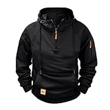 Generisch Hoodie Herren Arbeitskleidung Outdoor Winddichte Kapuzenpullover Herbst Winter Warme Sweater Casual Stilvoll Arbeitspullover Mit Taschen Und Reißverschluss Armablage Sport Kapuzenpullover