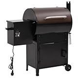 vidaXL Pelletgrill mit Schornstein, Pelletsmoker mit Altöl Behälter, Holzpelletgrill mit großem Temperaturbereich, Grillwagen Pellet Grill, Schwarz Eisen