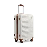 KONO Koffer Trolley Mittelgroß Hartschalenkoffer Reisekoffer von ABS Hartschalen Handgepäck mit 4 Spinner-Rollen TSA Schloss,67x44x27 Weiß